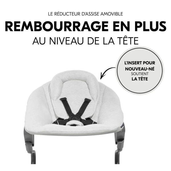 Pack Chaise haute évolutive Alpha Blanche + transat Light Grey
