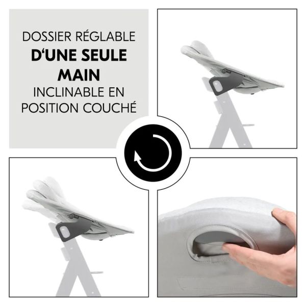 Pack Chaise haute évolutive Alpha Blanche + transat Light Grey