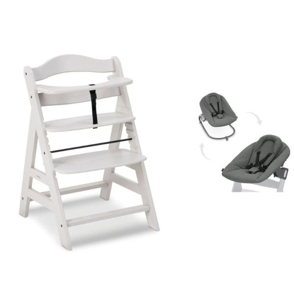 Pack Chaise haute évolutive Alpha crème+ transat premium Dark Grey