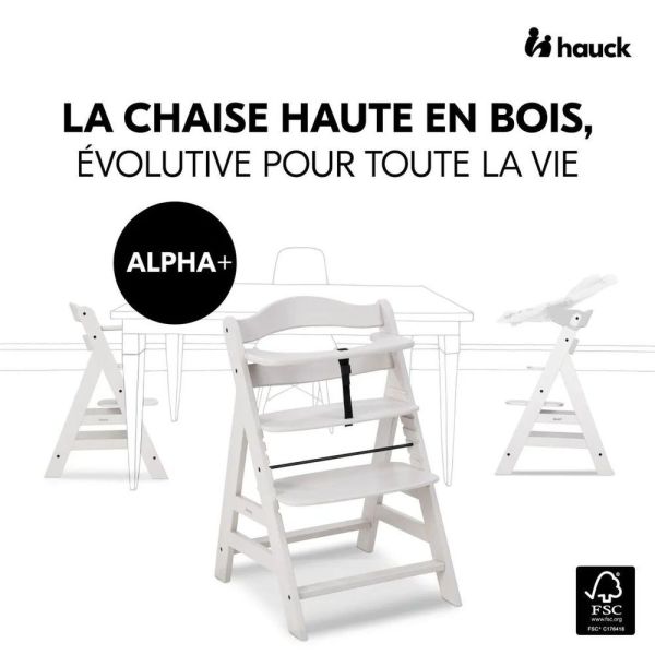 Pack Chaise haute évolutive Alpha crème+ transat premium Dark Grey