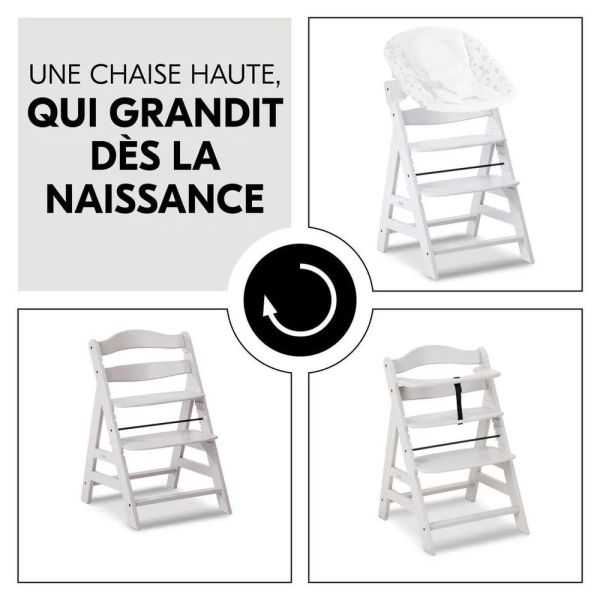 Pack Chaise haute évolutive Alpha crème+ transat premium Dark Grey
