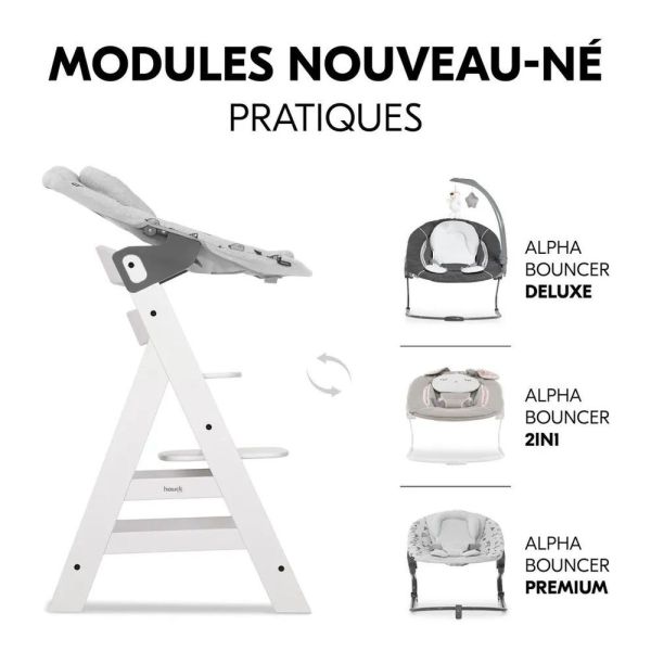 Pack Chaise haute évolutive Alpha crème+ transat premium Dark Grey
