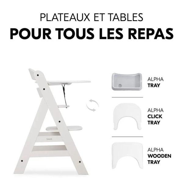 Pack Chaise haute évolutive Alpha crème+ transat premium Dark Grey