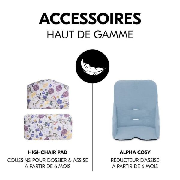 Pack Chaise haute évolutive Alpha crème+ transat premium Dark Grey