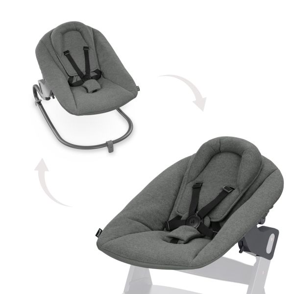 Pack Chaise haute évolutive Alpha crème+ transat premium Dark Grey
