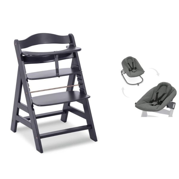 Pack Chaise haute évolutive Alpha  Gris Anthracite + transat premium Dark Grey