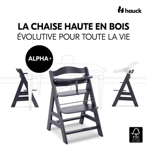 Pack Chaise haute évolutive Alpha  Gris Anthracite + transat premium Dark Grey