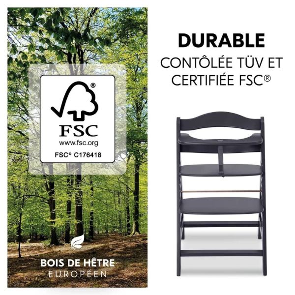 Pack Chaise haute évolutive Alpha  Gris Anthracite + transat premium Dark Grey