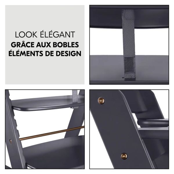 Pack Chaise haute évolutive Alpha  Gris Anthracite + transat premium Dark Grey