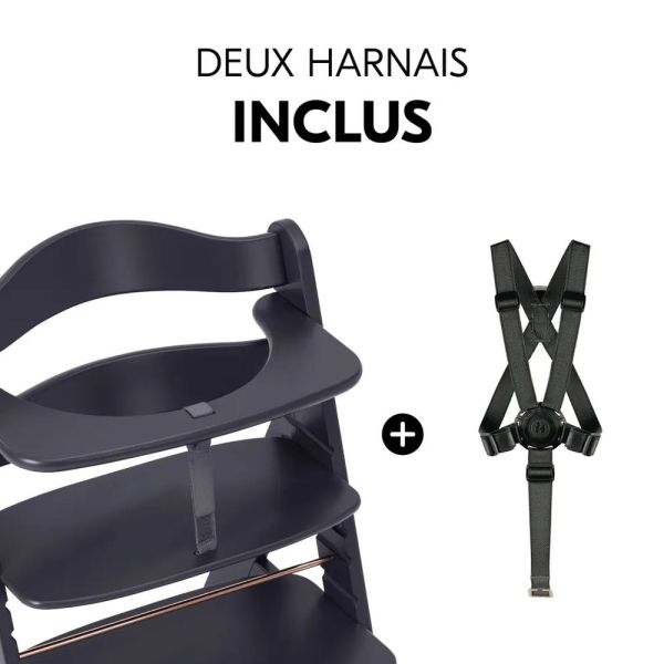 Pack Chaise haute évolutive Alpha  Gris Anthracite + transat premium Dark Grey