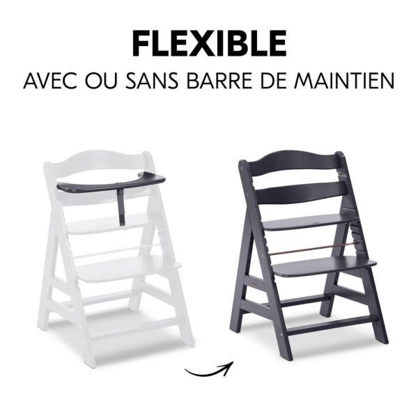 Pack Chaise haute évolutive Alpha  Gris Anthracite + transat premium Dark Grey