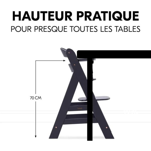 Pack Chaise haute évolutive Alpha  Gris Anthracite + transat premium Dark Grey
