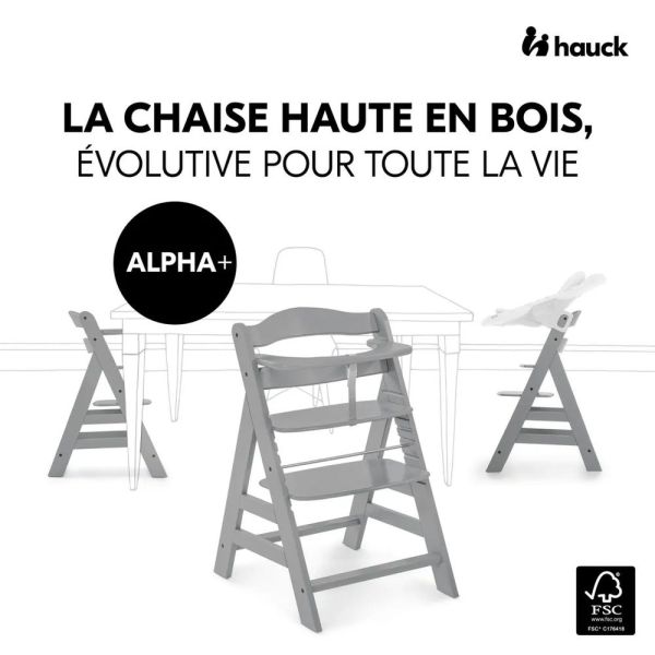 Pack Chaise haute évolutive Alpha Grise + transat Light Grey