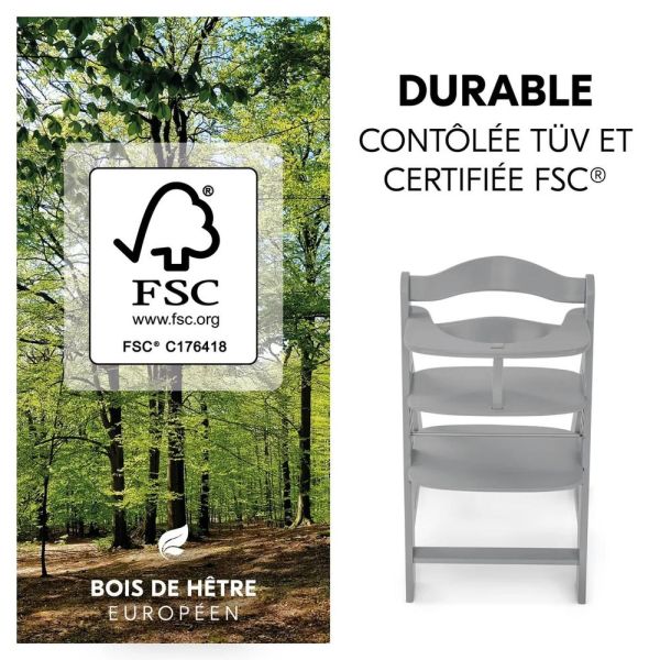 Pack Chaise haute évolutive Alpha Grise + transat Light Grey