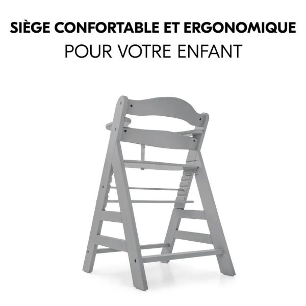 Pack Chaise haute évolutive Alpha Grise + transat Light Grey