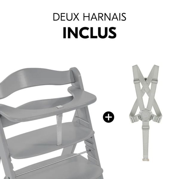 Pack Chaise haute évolutive Alpha Grise + transat Light Grey