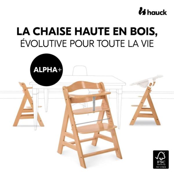 Pack Chaise haute évolutive Alpha Naturelle + tablette + Coussin Réducteur + 2 jeux