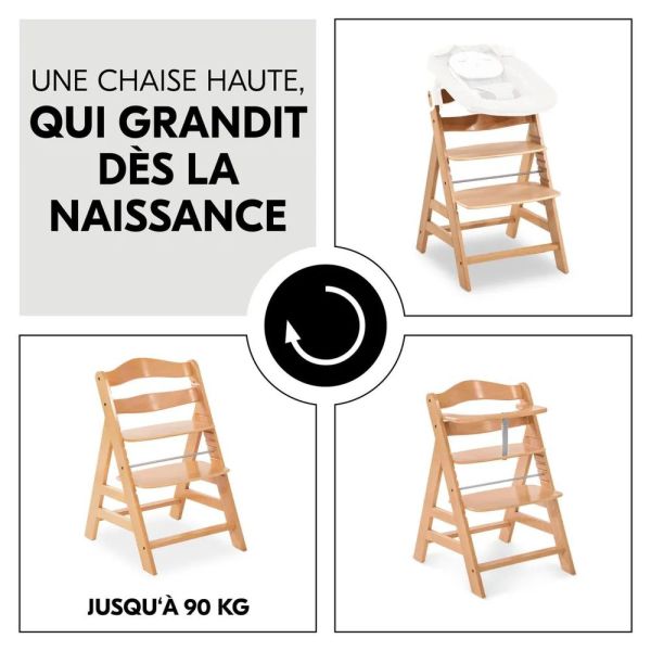 Pack Chaise haute évolutive Alpha Naturelle avec Tablette Alpha Click Tray White+Alpha Cosy Select Jersey Charcoal