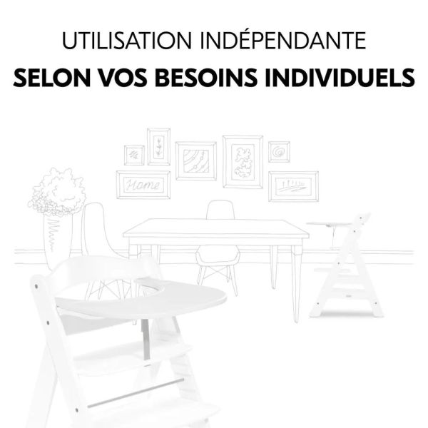 Pack Chaise haute évolutive Alpha Naturelle avec Tablette Alpha Click Tray White+Alpha Cosy Select Jersey Charcoal