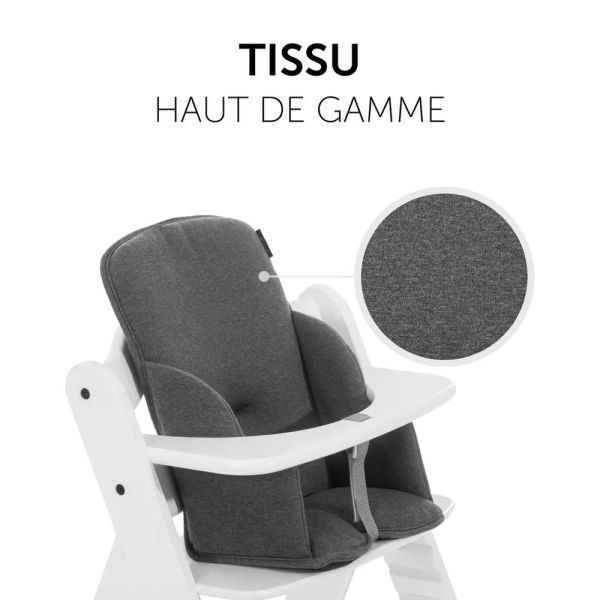 Pack Chaise haute évolutive Alpha Naturelle avec Tablette Alpha Click Tray White+Alpha Cosy Select Jersey Charcoal