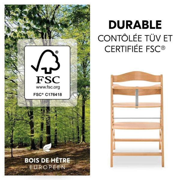 Pack Chaise haute évolutive Alpha Naturelle + transat premium Dark Grey