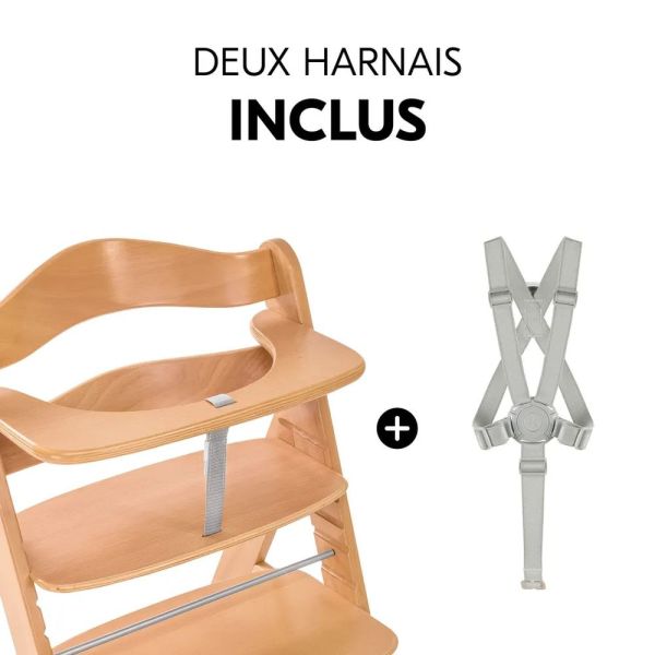 Pack Chaise haute évolutive Alpha Naturelle + transat premium Dark Grey