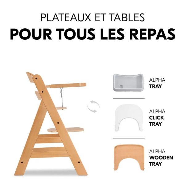 Pack Chaise haute évolutive Alpha Naturelle + transat premium Dark Grey