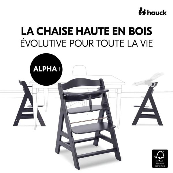 Pack Chaise haute évolutive Alpha Noir + transat premium Dark Grey