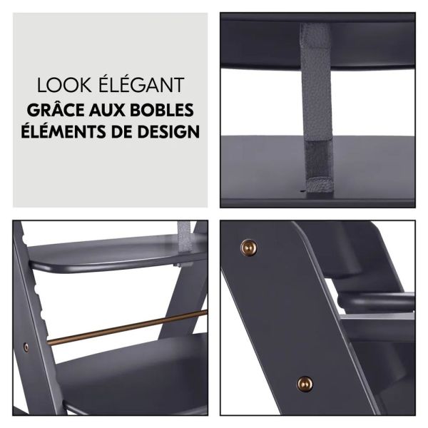 Pack Chaise haute évolutive Alpha Noir + transat premium Dark Grey
