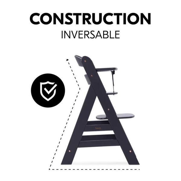 Pack Chaise haute évolutive Alpha Noir + transat premium Dark Grey
