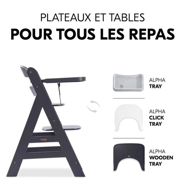 Pack Chaise haute évolutive Alpha Noir + transat premium Dark Grey