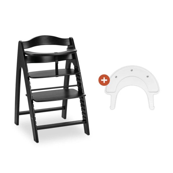 Pack Chaise haute évolutive Arketa N Play Blackwashed avec plateau et jeu en bois Play Cockpit