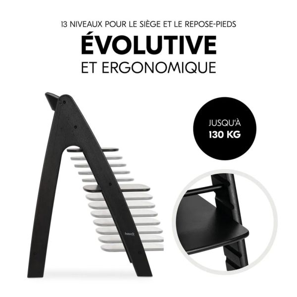 Pack Chaise haute évolutive Arketa N Play Blackwashed avec plateau et jeu en bois Play Cockpit