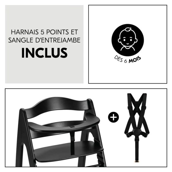 Pack Chaise haute évolutive Arketa N Play Blackwashed avec plateau et jeu en bois Play Cockpit