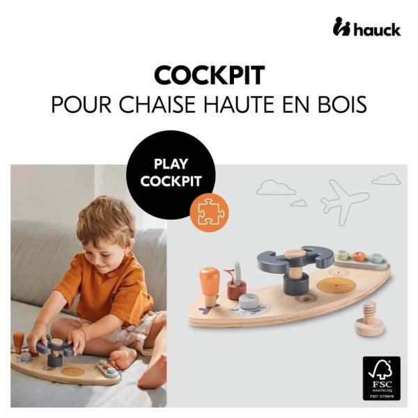 Pack Chaise haute évolutive Arketa N Play Blackwashed avec plateau et jeu en bois Play Cockpit