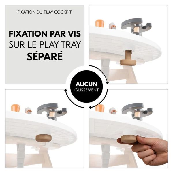 Pack Chaise haute évolutive Arketa N Play Blackwashed avec plateau et jeu en bois Play Cockpit