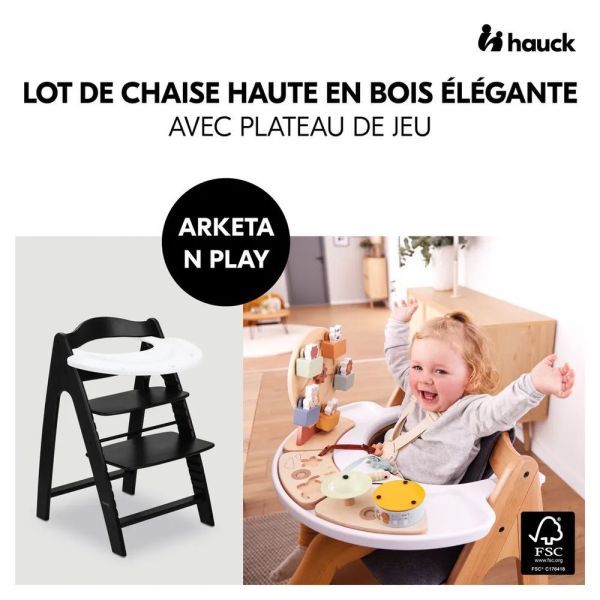 Pack Chaise Arketa N Play Blackwashed avec plateau de jeu Fun Fair Animals