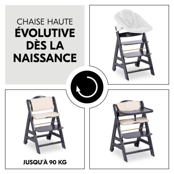 Pack Chaise haute évolutive Beta+ 3 en 1 Dark Grey avec Transat Premium Dark Grey