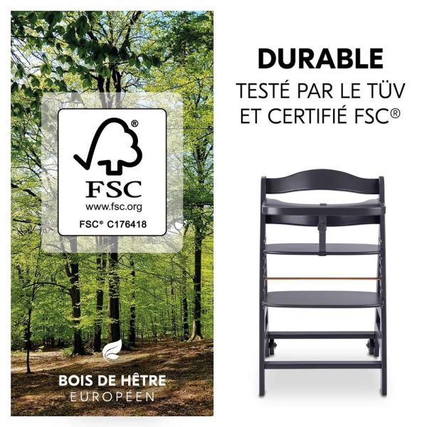 Pack Chaise haute évolutive Beta+ 3 en 1 Dark Grey avec Transat Premium Dark Grey