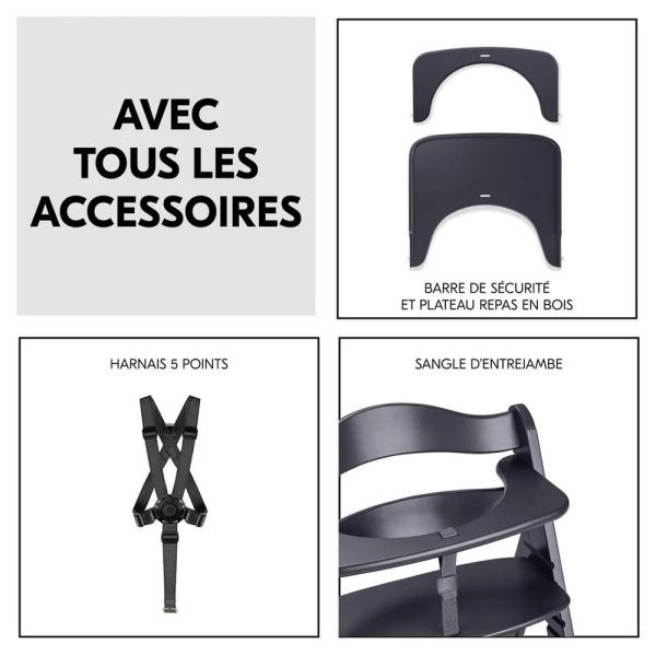 Pack Chaise haute évolutive Beta+ 3 en 1 Dark Grey avec Transat Premium Dark Grey