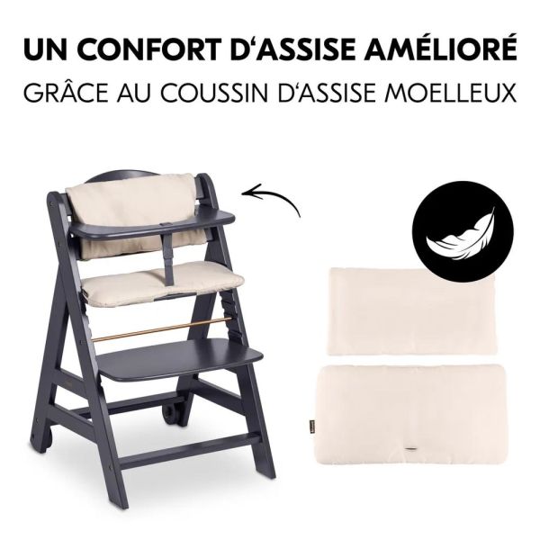 Pack Chaise haute évolutive Beta+ 3 en 1 Dark Grey avec Transat Premium Dark Grey