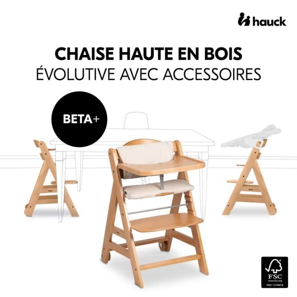 Pack Chaise haute évolutive Beta+ 3 en 1 naturelle avec newborn set premium dark grey