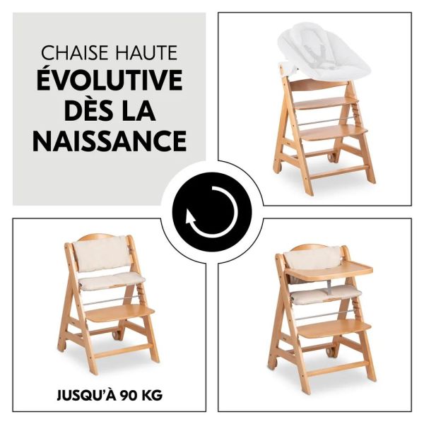 Pack Chaise haute évolutive Beta+ 3 en 1 naturelle avec newborn set premium dark grey