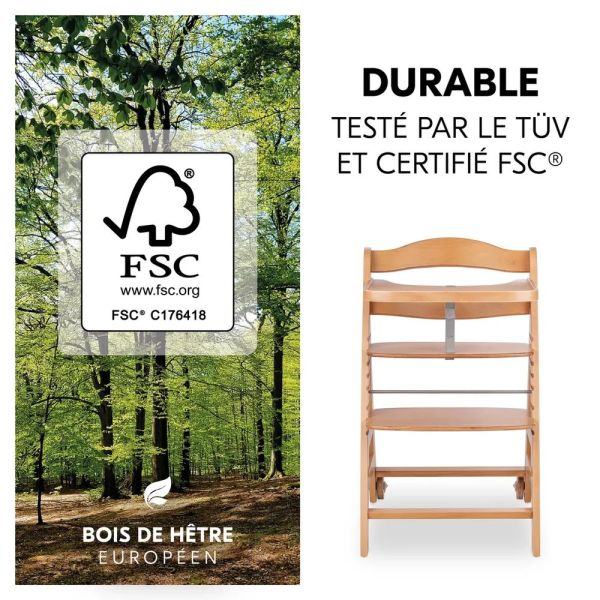 Pack Chaise haute évolutive Beta+ 3 en 1 naturelle avec newborn set premium dark grey