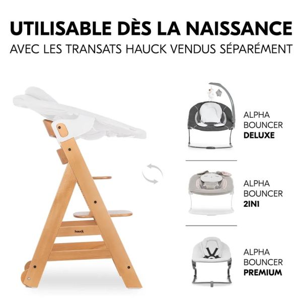 Pack Chaise haute évolutive Beta+ 3 en 1 naturelle avec newborn set premium dark grey