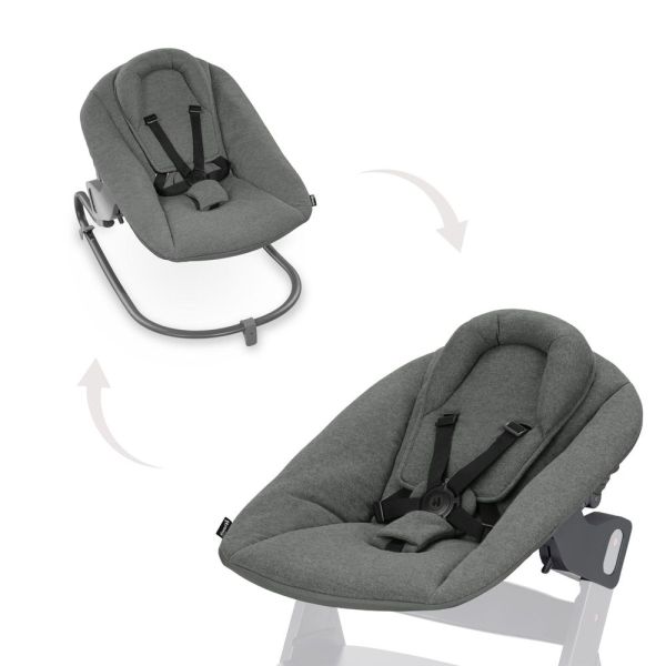 Pack Chaise haute évolutive Beta+ 3 en 1 naturelle avec newborn set premium dark grey