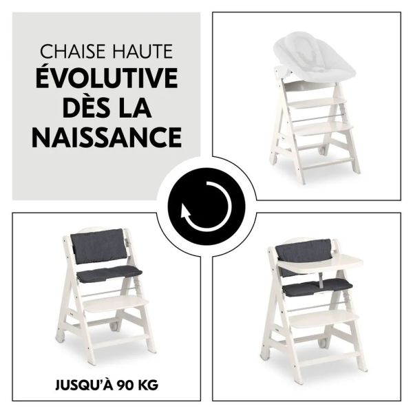 Pack Chaise haute évolutive Beta+ 3 en 1 White +Transat Premium Light Grey