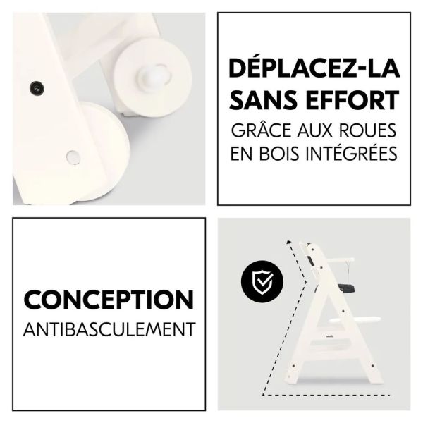 Pack Chaise haute évolutive Beta+ 3 en 1 White +Transat Premium Light Grey