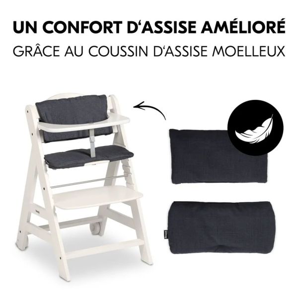Pack Chaise haute évolutive Beta+ 3 en 1 White +Transat Premium Light Grey