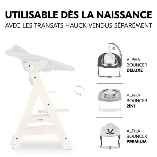 Pack Chaise haute évolutive Beta+ 3 en 1 White +Transat Premium Light Grey
